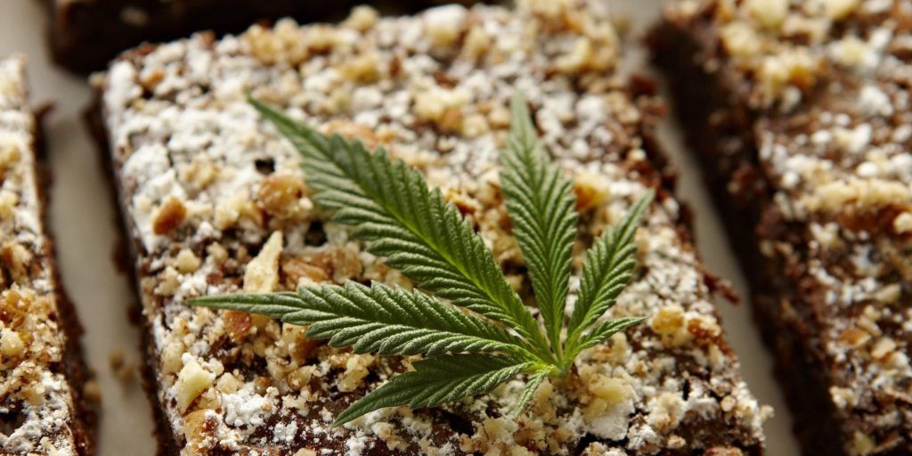Pot Brownies with Cannabis Leaf