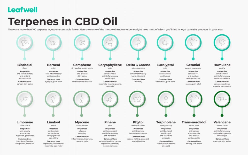gráfico de los terpenos en el aceite de cbd