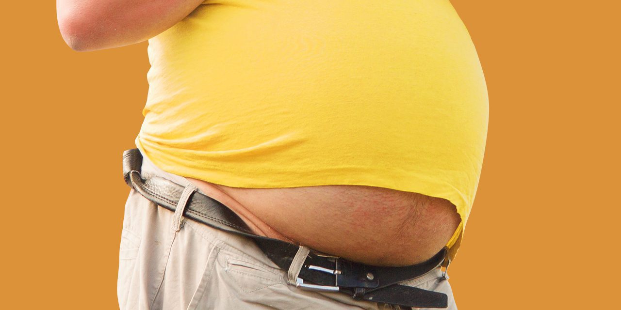 close of man's big belly