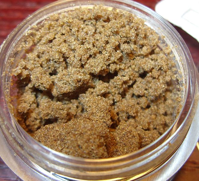 Bubble hash. Trichomes extracted from Green Candy using Bubble Bags.