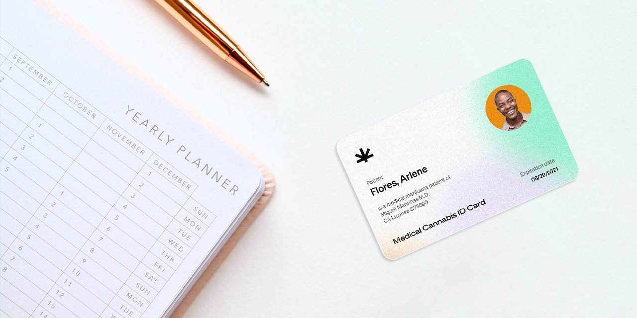 a planner, ballpen and medical marijuana card