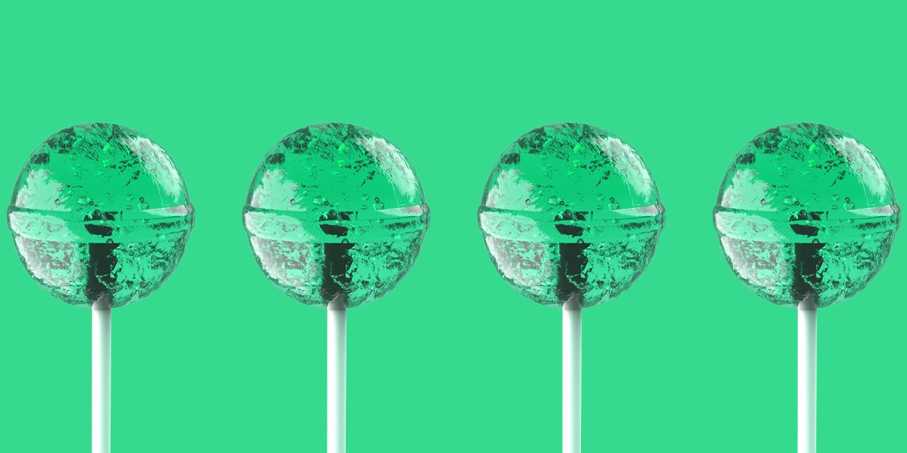 lollipops in green background