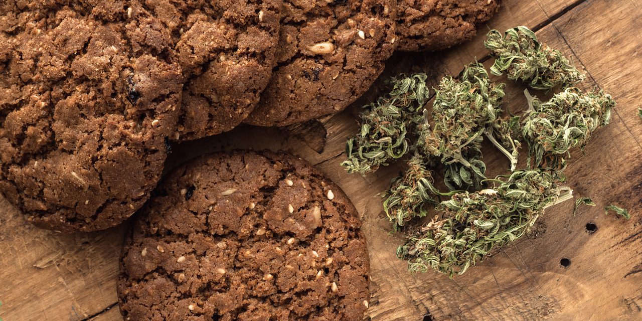 cookies beside cannabis buds/flowers