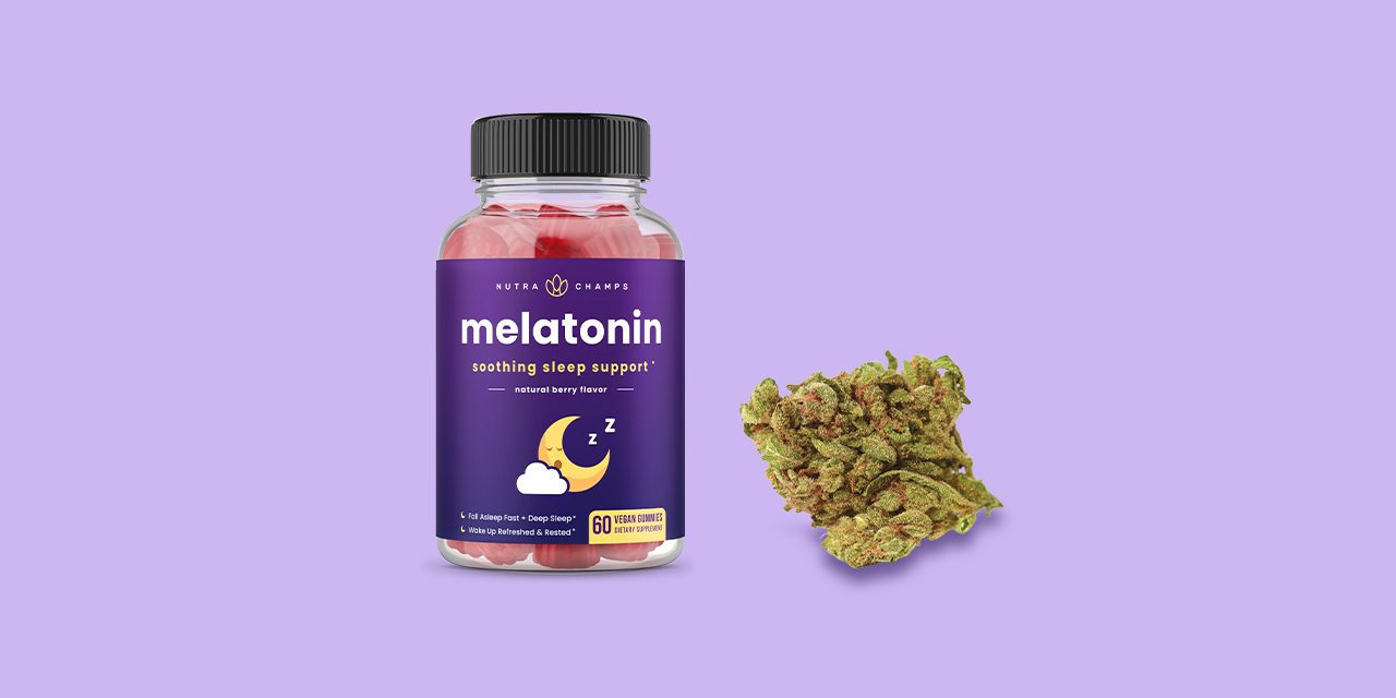 bottle of melatonin and weed