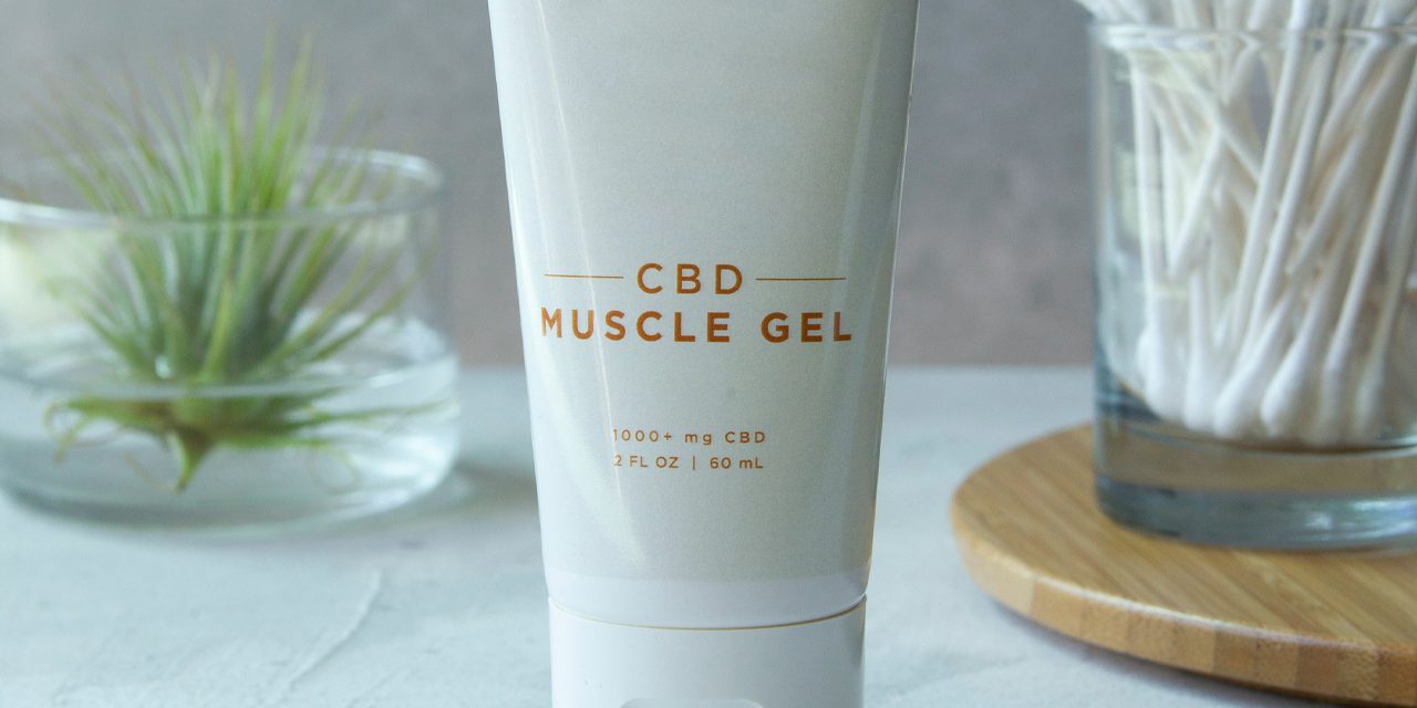 closeup of CBD muscle gel container